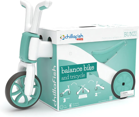 Chillafish Bunzi 2-in-1 Gradual Balance Bike and Tricycle, Large Mint Ride on Toy for 1-3 Years Old