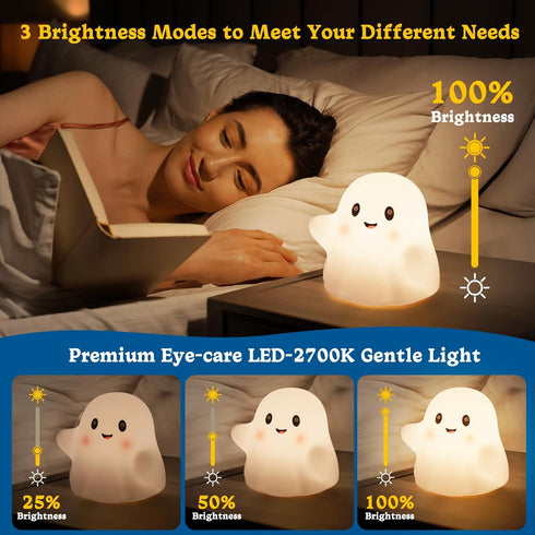 Color-Changing/30-Min Rechargeable Night Light for Kids - Silicone Lamp with Touch Sensor for Kids Room - LED Squishy
