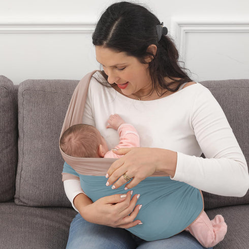 Kloovete 35 lbs. Baby Wrap Carrier, Perfect Baby Carrier Wrap Sling for Newborn and Infant up to (Steel Blue, M (S, M