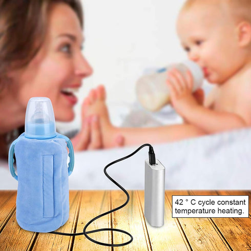 GLOGLOW Portable Milk Warmer, Crystal Velvet Baby Bottle Heater for Infant Feeding, USB Powered with Quick Heating