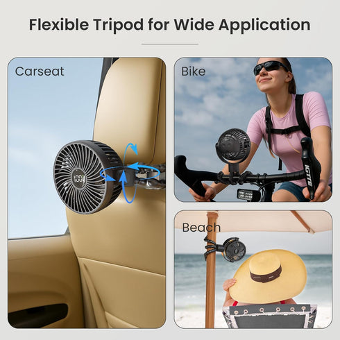 4000mAh 25H 360 4 Portable Stroller Fan, Rechargeable Clip on Baby Fan Battery Life, Head Detachable Rotate Mini Fans