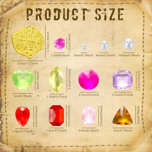 319 Playset Summer Hanaive Pcs Pirate Treasure Gold Fake Coins St. Patrick's Day Plastic Gems and Jewels Party Decor