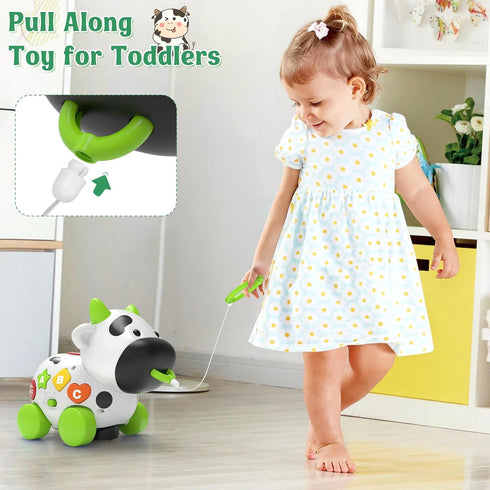 1+ 6-12-18 1 1-2, 1st Talkfun Musical Cow Toys for Year Old Boy Girl, Bilingual Baby Toy Month, One Year Old Boy Toys
