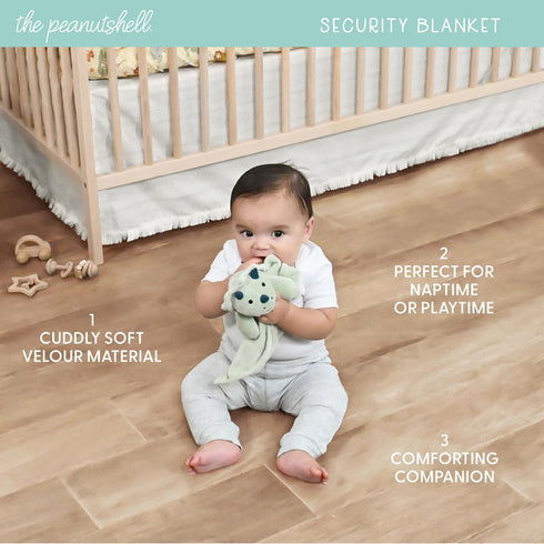 4 Tummy The Peanutshell Piece Nursery Bundle: Crib Sheet & Dinosaur Baby Time Mat & Nursery Decor & Dino Plush Security