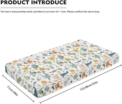 ZDCUSTOM 2 Pack, 52"x28" Cozy 2-Pack Changing Pad Cover for Girls Boys Dinosaur Print Soft Diaper Change Table Sheets