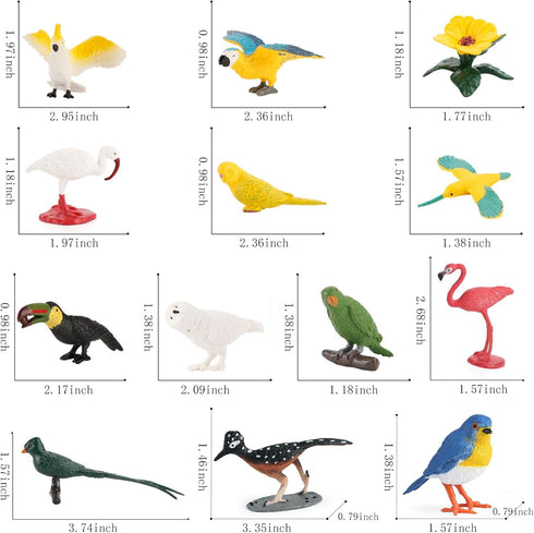 ONEST 13 Pieces Mini Bird Figurines Playset Hand Painted Tiny Birds Realistic Detailed Resin Bird Figures Toys Small Bird Figurines for Kids Adults