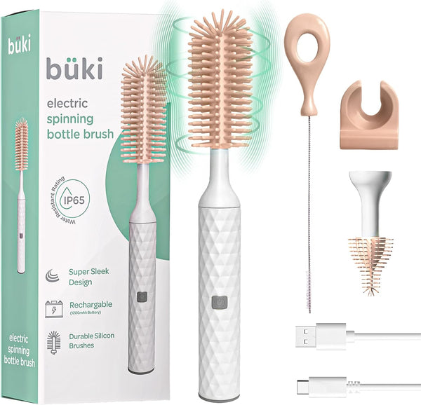 Bueki Electric Baby Bottle Cleaning Brush Set - Rechargeable Electric Bottle Brush