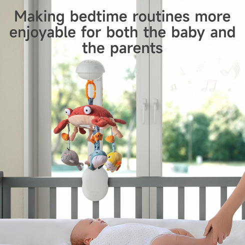 0-3, 6-9 Tumama Baby Crib Mobile with Projection Night Light, Music and White Noise, Soft Plush Mirror Hanging Toys