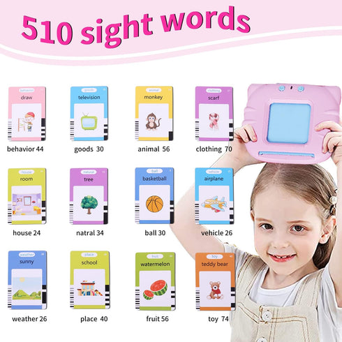 Talking Flash Cards for Toddlers 1-3, 510 Sight Words Educational Toys, Sensory Learning Gifts for Boys & Girls