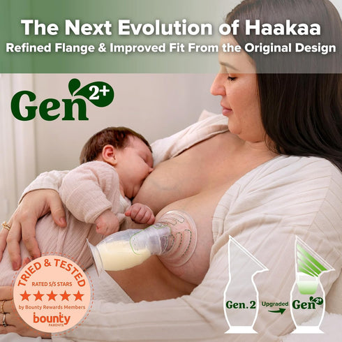 Gen.2 4oz/100ml Set, haakaa Plus Upgraded Manual Breast Pump, Multi-Ring ComfortCARE Sensitive Silicone Breast Pump