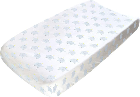 Hello Spud Gray Elephant Changing Pad Cover Organic Cotton Jersey - Super Soft