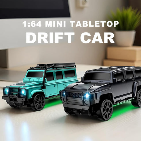 BEACONDESI 1:64 4WD 2.4GHz Desktop RC Drift Muscle Truck, Proportional Steering & Rig Gun Remote Car, Type-C Fast
