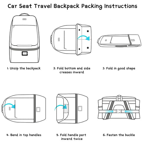 SINVICKO Backpack Car Seat Travel Bag,Padded Car Seats with Steel Cable Handle and Reflective Stripes, Large Durable