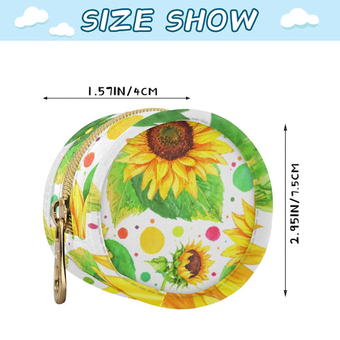 PYBUG Sunflower Round Pacifier Storage Case, Polyester & TPU Lined with Hook Buckle, Pacifier Container Box for Baby