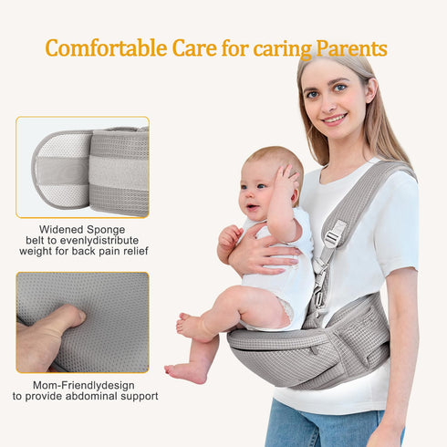 bebless 7-45 lbs Baby Hip Carrier - Hip Carrier for Baby with Baby Safety Strap - Toddler Carrier - Ergonomic Infant