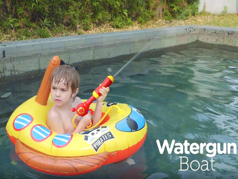 Swimming Summer 3-5 4-8 Pool Floats Kids with Water Gun, Pirate Ship Float for Toddler, Blow Up Pool Toys, Fun Pool