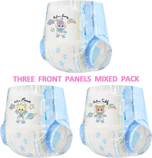 Littleforbig Adult Brief Diapers 10 Pieces - Astro Babies (Medium 28"-38") Printed