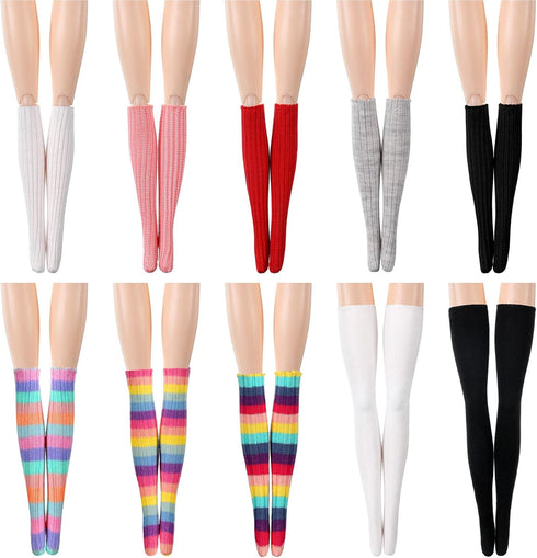 Sotiff 10 Pairs Doll Lace Stockings, Handmade Long Sock Casual Accessories for DIY Baby Doll Clothes