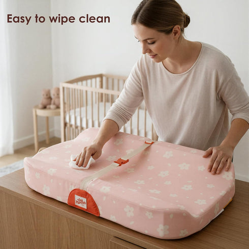 Tiny Marvels Baby Changing Pad with Cover, Waterproof Diaper Changing Pad with Non-Slip Base, Soft Contoured Changing