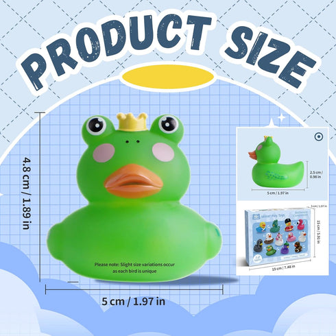 12 18+ Rubber Ducks, Toddler Bath Toys, No-Hole Bathtub Toys for Baby Pool Toys for Months Girls Boys