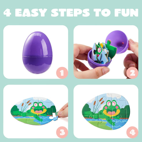 12 JOYIN Pcs Easter Eggs Jigsaw Puzzle for Egg Hunt Game, School Activities Rewards, Kids Party Favors, Easter Basket