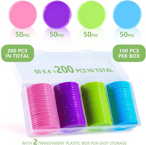 200 Pcs 1.45 Inch Poker Chips with Storage Box for Kids Math Counting Card Game Counters