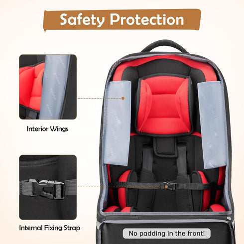 Backpack YOREPEK Padded Car Seat Travel Bag for Airplane, Gate Check Carseat for Air Travel, Baby Travel Essentials