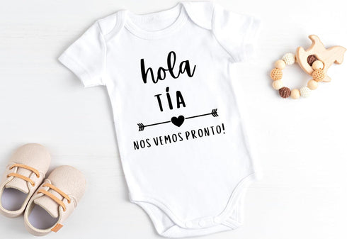 Generic "Hola Tia Nos Vemos Pronto" Pregnancy Announcement Outfit Gift for Expecting Aunties