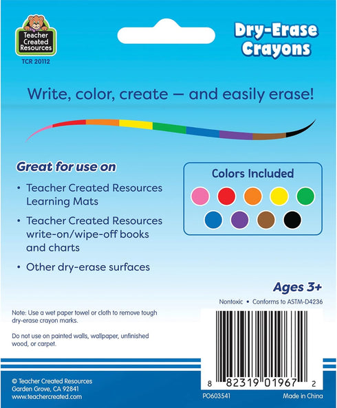 (TCR20112) Teacher Created Resources Colorful Dry-Erase Crayons