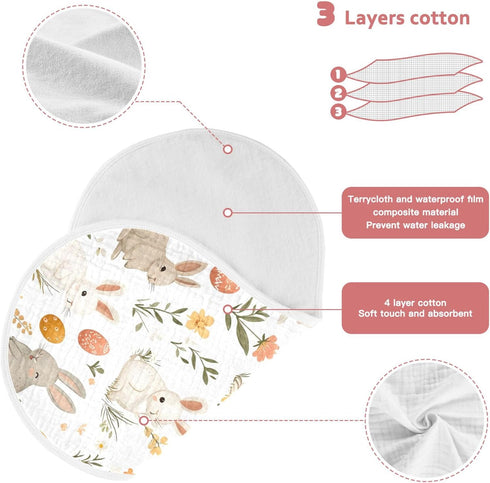 SEHANY 22x11in 1Pack Easter Cute Bunny Muslin Baby Burp Cloths,Extra Soft Absorbent Skin-Friendly Cotton Muslin Cloths
