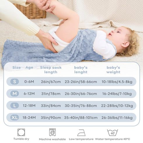 6-12 1.5 2 Pack 2-Way Fleece Baby Sleep Sack Months, TOG Cotton Baby Wearable Blanket With Soft Plush Dots, Newborn