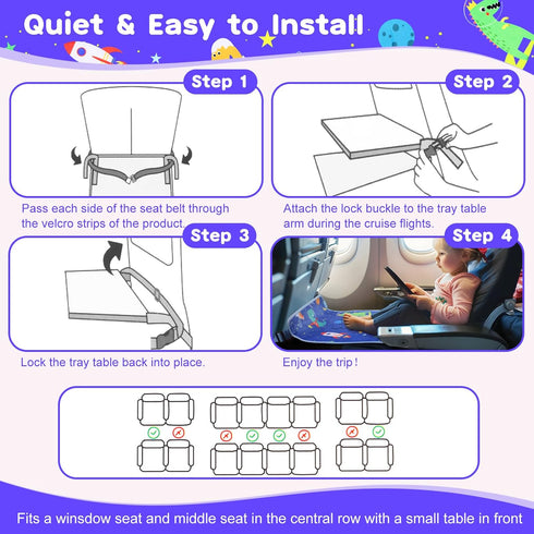 Toddler Airplane Bed, Airplane Seat Extender for Kids, Toddler Airplane Travel Essentials, Portable Toddler Travel