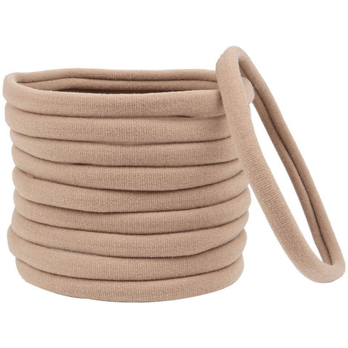 XIMA 40 Pack Nylon Headband, Newborn DIY Soft Elastic Hairbands for Baby Girls, Tan-40pcs