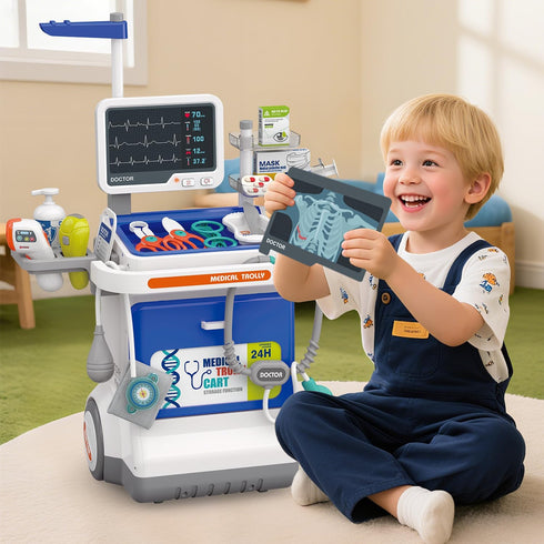 Fegalop Set Set 3 Doctor Kit for Kids Pretend Medical Station for Boys & Girls Mobile Cart with Kids Play for Ages