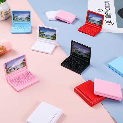15 Pieces Dollhouse Mini Laptop Scene Simulation, Notebook & Tablet Toys for 1/12 1/6 Scale Dolls