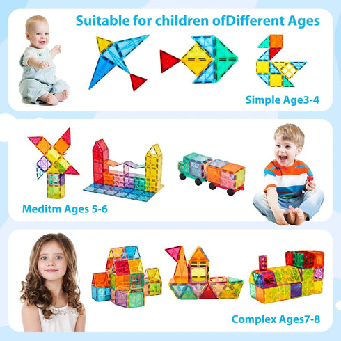 134PCS Set,Magnetic 3D Anbalulu Magnetic Building Tiles, Large Magnet Building Blocks, STEM Stacking Toys, Magnets Toy