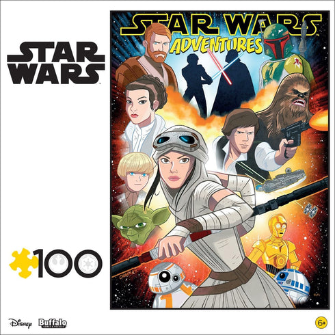 Buffalo Games - Star Wars - Star Wars Adventures - 100 Piece Jigsaw Puzzle for Families Challenging Puzzle Perfect for Game Nights - Finished Puzzle Size is 15.00 x 11.00