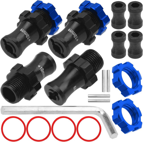 ShareGoo Metal +10mm Extended Wheel Hex Hub Adapter, Compatible with 1/10 Slash 2WD 4X4 RC Car (Blue)