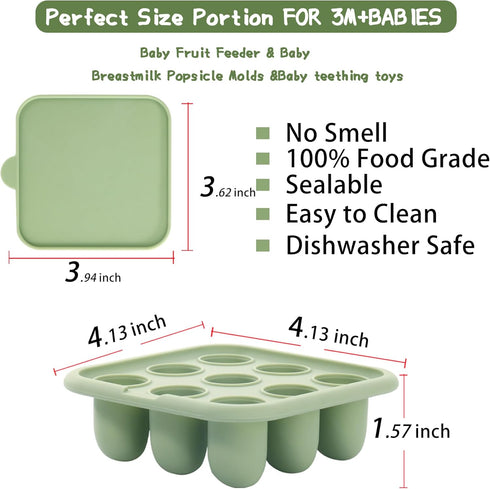 WAJIAYON Baby Food Freezer Tray,Silicone Nibble Freezer Tray,Baby Fruit Food Feeder Teether,Breastmilk Popsicle
