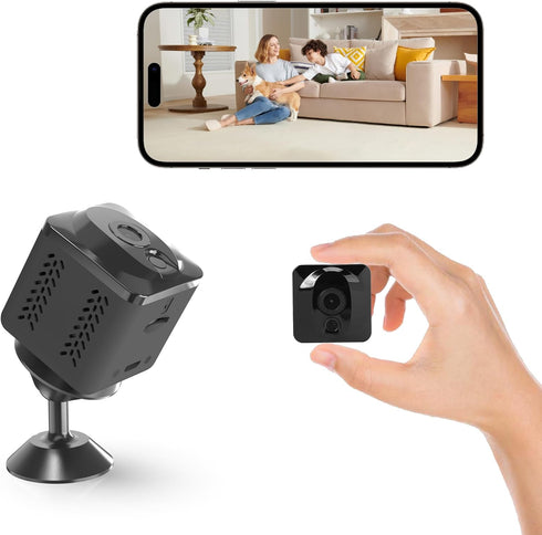 ZHENHAN Mini Camera Wireless Indoor Security Camera with Night Vision: Motion Detection, Dual