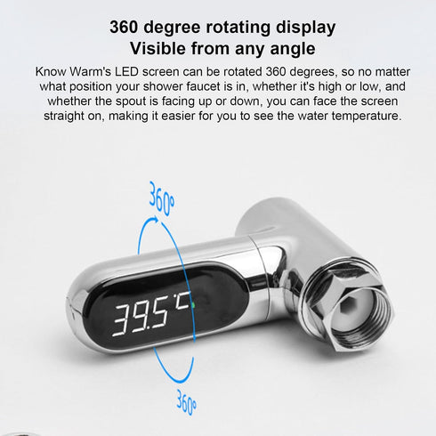 BTSEURY 360 Shower Thermometer, LED Digital Bath Thermometer with High Accuracy Temperature Sensor and Degree Rotating