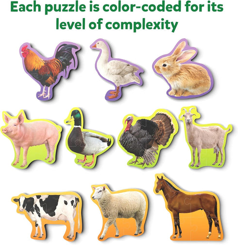 Skillmatics Step by Step Puzzle - 40 Piece Farm Animal Jigsaw, Educational Montessori Toy for Kids Ages 3-5+