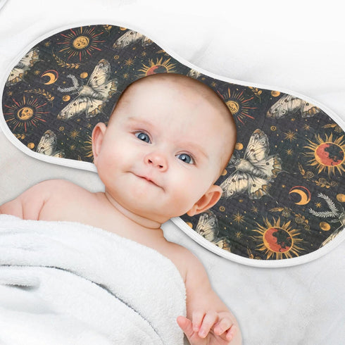 GOODOLD Set 1 Pack Magical Moth Moon Muslin Baby Burp Cloths - Super Absorbent and Soft Burping Rags - Cotton Burp