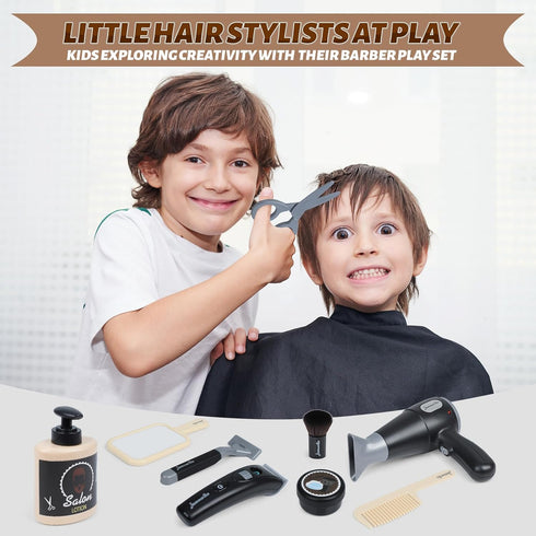 Set Playset 3+ Kids Hair Stylist Play - Kids Shaving Kit for Boys - Toy Barber Shop - Pretend Play Toy Gift for Boys
