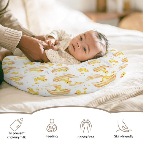 Wicbfdfv Cute Yellow Ducks Boats Nursing Pillow Cover Stretchy and Soft for Baby Girls Boys Rubber Duck Ships Bubble