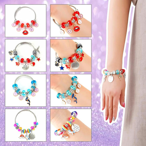 klmars Charm Bracelet Making Kit, Jewelry Making Supplies Beads, Unicorn/Mermaid Crafts Gifts Set for Girls