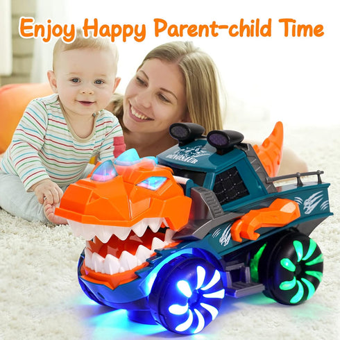 KidsMind 1-3,Battery 2 3 4 Dinosaur Monster Truck for Baby Boy Music and Light Up Toy for Toddlers Powered Dino Trucks
