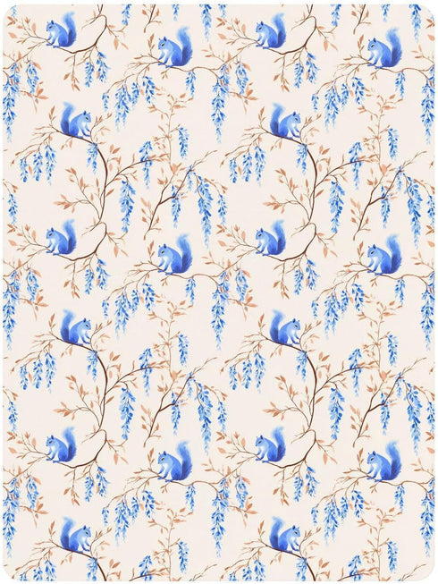 miaozhen 1 Pack 52x28 Cotton Crib Sheets for Baby Boys Girls Soft Squirrel Willow Off White Toddler Mattress Sheet