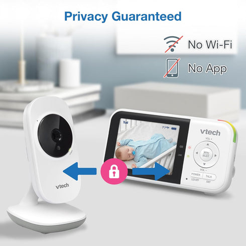 VM819 2.8 2-Way VTech Baby Monitor with Camera and Audio, Screen Portable Baby Camera, Night Vision, Audio, Temperature