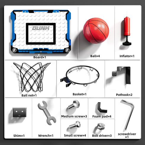 Indoor Basketball Hoop for Kids, Over The Door Mini Hoops with 4 Balls, Sport Toys Gifts for Ages 5-12